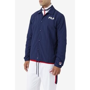 Fila‎ Coaches Jacket Mens Size S Small Navy Blue Nylon Windbreaker